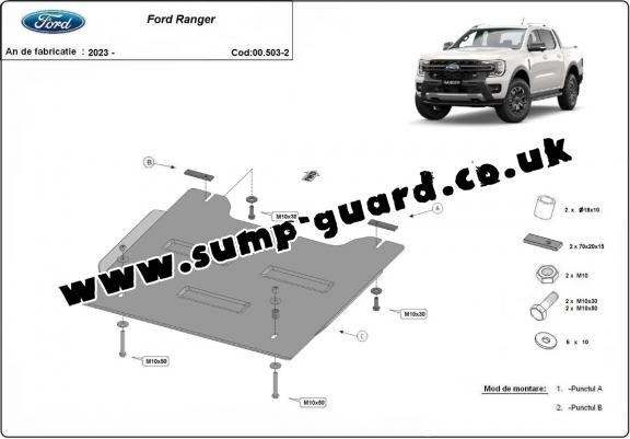 Steel transfer case guard for Ford Ranger