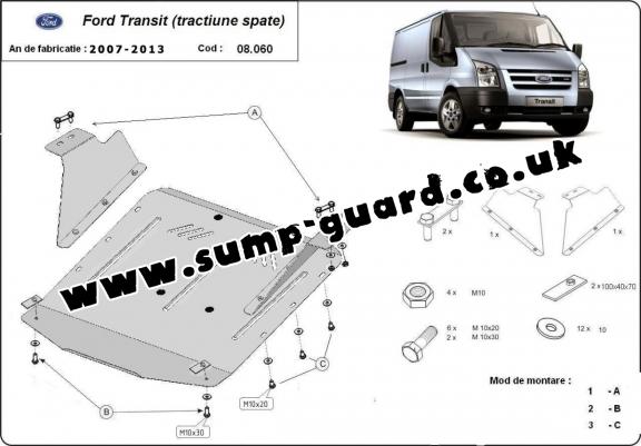 Steel sump guard for Ford Transit - RWD