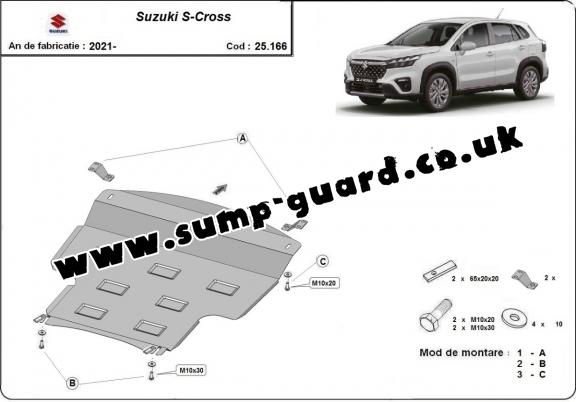 Steel sump guard for the protection of the engine and the gearbox for Suzuki S-Cross