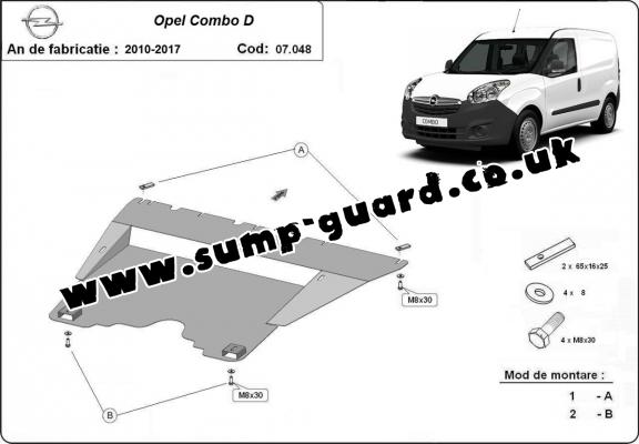 Steel sump guard for Vauxhall Combo