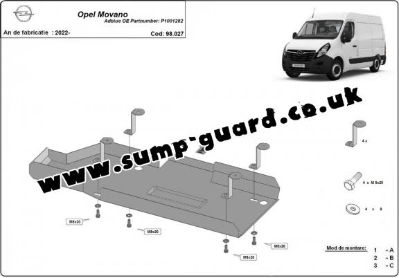 Steel AdBlue tank guard for Vauxhal Movano
