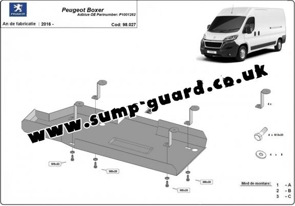 Steel AdBlue tank guard for Peugeot Boxer