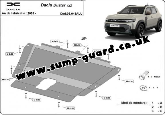 Aluminum sump guard for Dacia Duster - 4x2