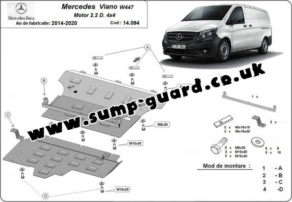 Steel sump guard for Mercedes Viano W447, 2.2 D, 4x4