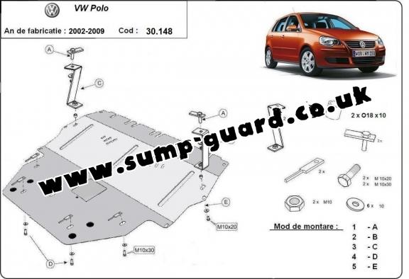 Steel sump guard for Vw Polo - diesel