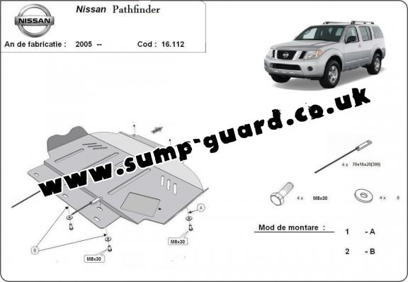 Steel sump guard for Nissan Pathfinder