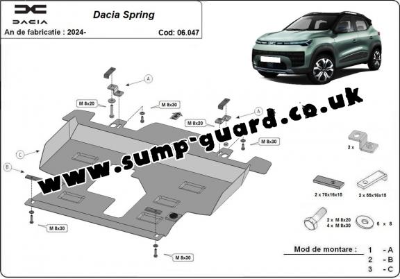 Steel sump guard for Dacia Spring