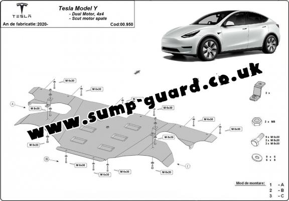 Rear electric motor guard for Tesla Model Y AWD