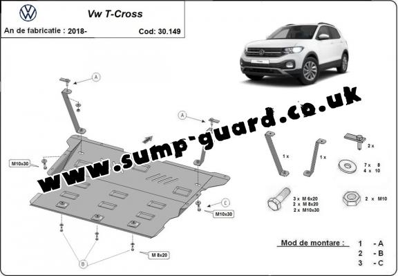 Steel sump guard for VW T-Cross