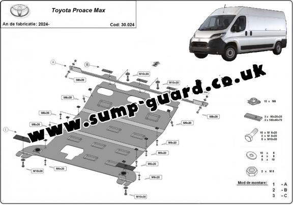 Steel sump guard for Toyota Proace Max