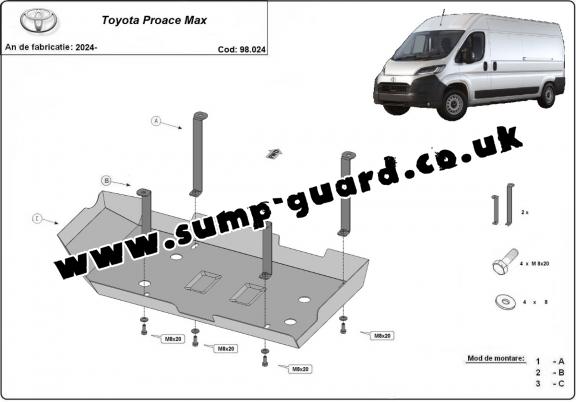 Steel AdBlue tank guard for Toyota Proace Max