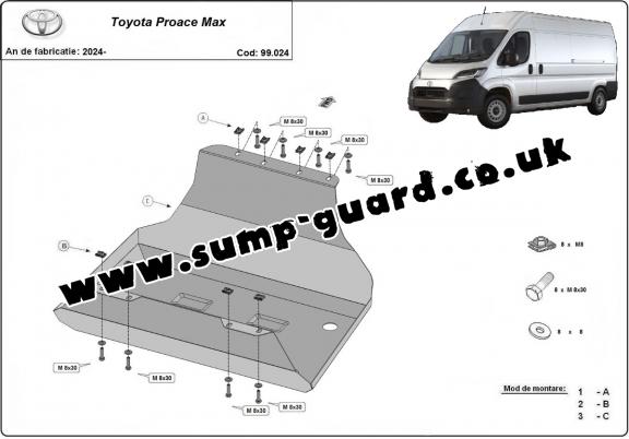 Steel fuel tank guard  for Toyota Proace Max