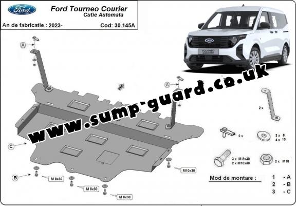 Steel sump guard for Ford Tourneo Courier  - automatic gearbox