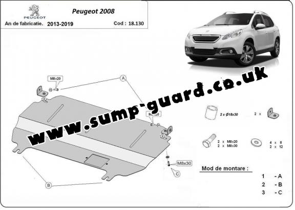 Steel sump guard for Peugeot 2008