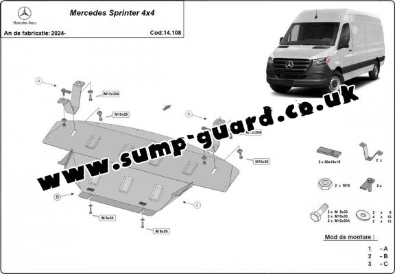 Steel sump guard for Mercedes Sprinter 907  4x4