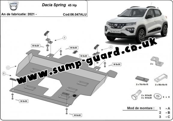 Aluminium  sump guard for Dacia Spring