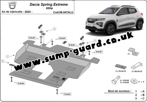 Aluminium  sump guard for Dacia Spring Extreme