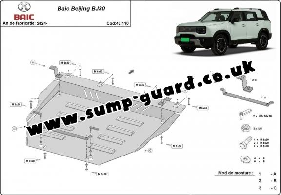 Steel sump guard for Baic Beijing BJ30